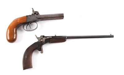 Konvolut aus einer Flobertpistole und einer Tezerolpistole, Kal.: ca. 10 mm - Sporting and Vintage Guns