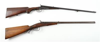 Konvolut aus zwei Hahnwaffen: unbekannter deutscher Hersteller, Hahnbüchsflinte, Kal.: vermutlich 8 mm glatt und 8 mm, - Sporting & Vintage Guns