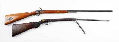 Konvolut aus Druckluftgewehr, japanischer Hersteller, Kal.: 4,5 mm und Perkussionsflinte, - Armi da caccia, competizione e collezionismo