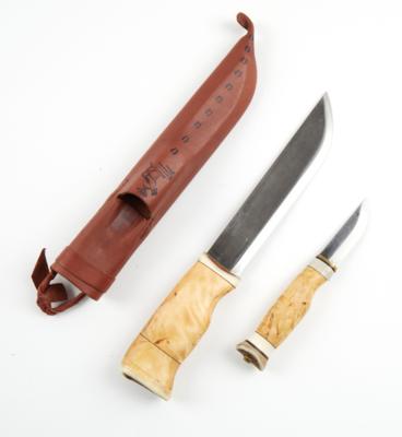 Skandinavisches Messer-Set, Lederscheide mit zwei Messern, - Armi da caccia, competizione e collezionismo
