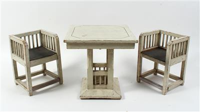 Puppen-Sitzgarnitur im Stil der Wiener Werkstätte, - Giocattoli