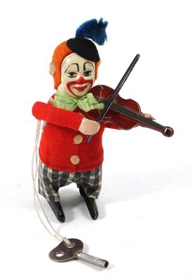 Schuco Tanzfigur: Clown mit Geige, - Giocattoli