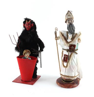Krampus- und Nikolo-Figur um 1950, - Spielzeug