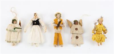 Christbaumschmuck, 5 Wattefiguren: - Toys