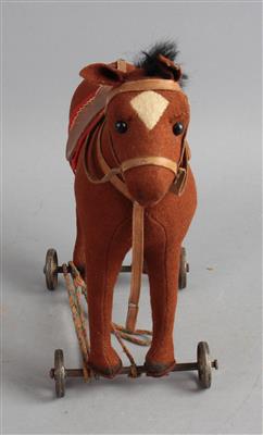 Steiff Rädertier, frühes Pferd aus Filz um 1920, - Spielzeug