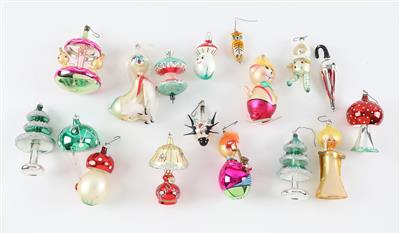 Weihnachtsbehang aus Glas, Lauscha für den amerikanischen Markt, um 1960. - Spielzeug