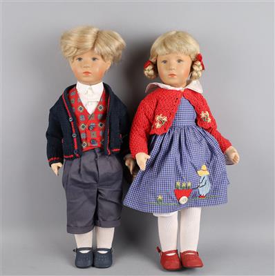 Paar Käthe Kruse-Puppen aus den 1980er Jahren, - Spielzeug