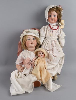 Konvolut 3 Stk. Antike Puppen um 1920, - Spielzeug