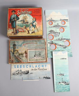 Konvolut Spiele zum Thema Schiffbau und Marine, um 1910; - Toys