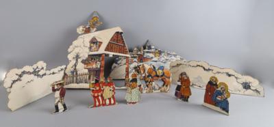 Reichhaltige Weihnachtskrippe um 1950, - Spielzeug