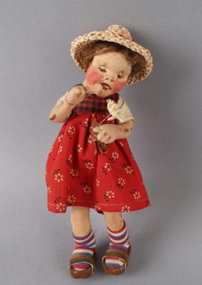 Elli Riehl Puppe 'Mädchen mit Blume', - Spielzeug