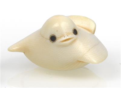 An ivory netsuke of fukura suzume - Asian art