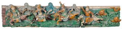 3 wall panels with four horsemen in high relief - Arte asiatica