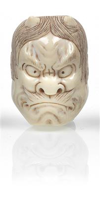 An ivory netsuke mask of an oni - Asian art
