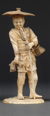 An ivory okimono of a fisherman - Asian art