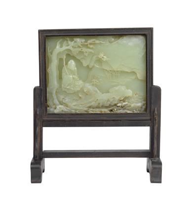A celadon jade table screen - Asian art