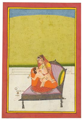 A miniature painting depicting a mother and child. India, Bikaner, 18th cent. - Asian art