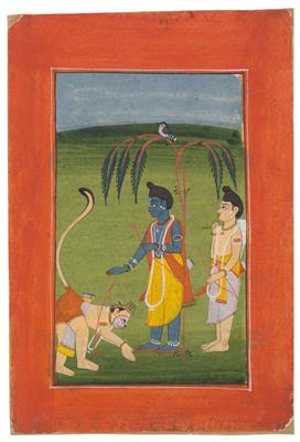 A miniature painting with a scene from the Ramayana. India, Pahari region, Mankot, 18th cent. - Asian art