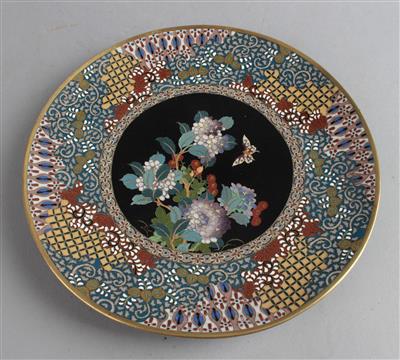 Cloisonné Teller, - Antiques