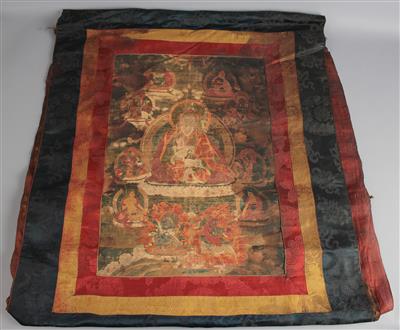 Thangka "Die acht Manifestationen des Padmasambhava", Tibet, 18. Jh. - Asiatische Kunst