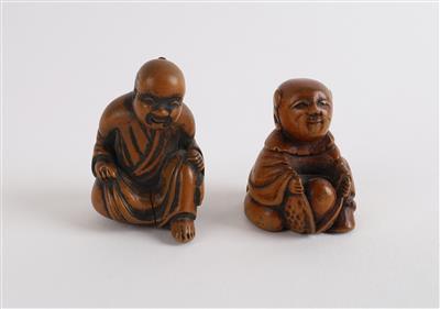 Zwei Holznetsuke, - Starožitnosti