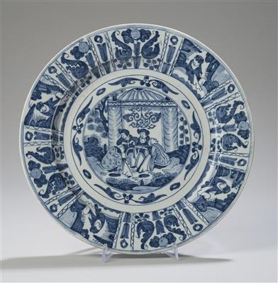 Blau-weißer Teller, China, 18. Jh., - Asiatische Kunst