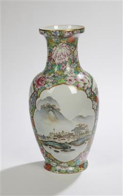 Famille rose Vase, Marke Jing de Zheng zhi, 20. Jh., - Asiatische Kunst