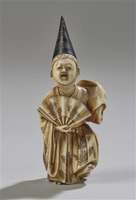 Netsuke eines Sambaso Tänzers, Japan, Meiji Zeit(1868-1912), signiert Tomochika, - Asiatische Kunst