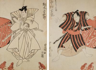 Utagawa Toyokuni I, (Edo 1769-1825), Zwei Farbholzschnitte: - Asiatische Kunst