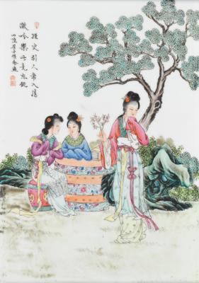Porzellanbild, China, späte Qing Dynastie/Republik Periode, - Asiatische Kunst