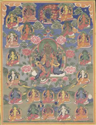 Thangka mit 23 Taras(?), 20. Jh., - Asijské umění