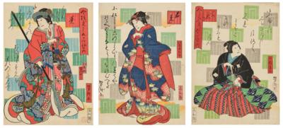 Yoshitaki Ichiyosai (1841-1899),  Triptychon, - Asijské umění