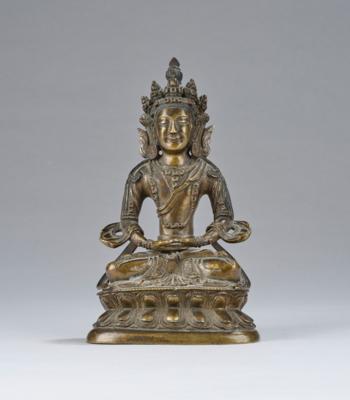 Bronzefigur des Amitayus, tibeto-chinesisch, 18. Jh., - Asiatische Kunst