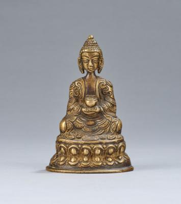 Kleine Bronzefigur des Buddha Amithaba, Tibet, 16. Jh. oder früher, - Asiatische Kunst