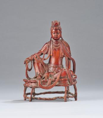 Kleine Holzfigur des Guanyin, China, 19. Jh., - Asijské umění