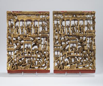 Zwei Holzschnitzereien, China, 20. Jh., - Asian Art