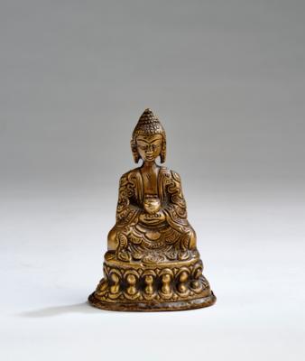 Kleine Bronzefigur des Buddha Amithaba, Tibet 16. Jh. oder früher, - Asian Art
