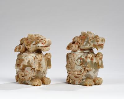 Paar Jade Löwen, China, Östliche Zhou Dynastie (1046-256 v. Chr.), - Asijské umění