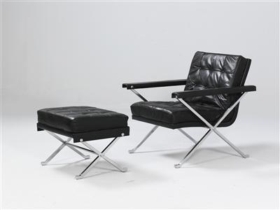 A “Constanze” armchair and stool, Model No. 3/4, - Design