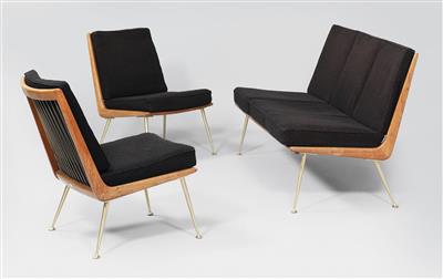 "Boomerang"-insieme composto da un divano e due poltrone, progetto Hans Mitzlaff & Albrecht Lange, - Design