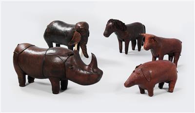 Insieme composto da cinque animali-sgabello, Dimitri Omersa, - Design