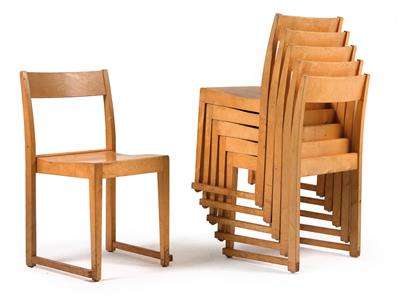 A set of six stacking chair, designed by Sven Markelius, - Design