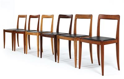 A set of six chairs, designed by Julius Jirasek, manufactured by Werkstätten Hagenauer, - Design