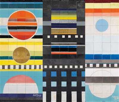 An important large ceramic mural, designed by Ettore Sottsass *, - Design