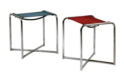 A pair of stools, designed and manufactured by J. & L. Quitner and August Kitschelt, - Design