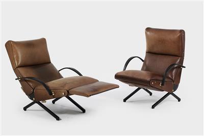 Paar Longe Chairs Mod. P 40, Entwurf Osvaldo Borsani, - Design
