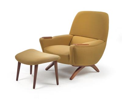 An armchair and stool, Model No. 62, designed by Leif Hansen, - Design