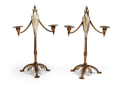 A pair of candelabra, William Arthur Smith Benson, - Design
