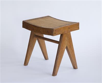 A rare "Low caned stool", designed by Pierre Jeanneret - Design