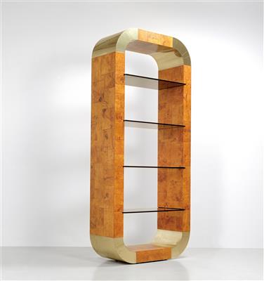 A “Cityscape” shelf, designed by Paul Evans, - Design